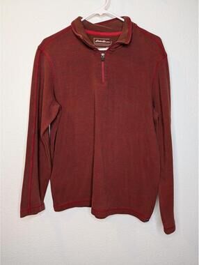 Eddie Bauer Men’s 1/4 Zip Pullover Red Brown Long Sleeve Size Large
